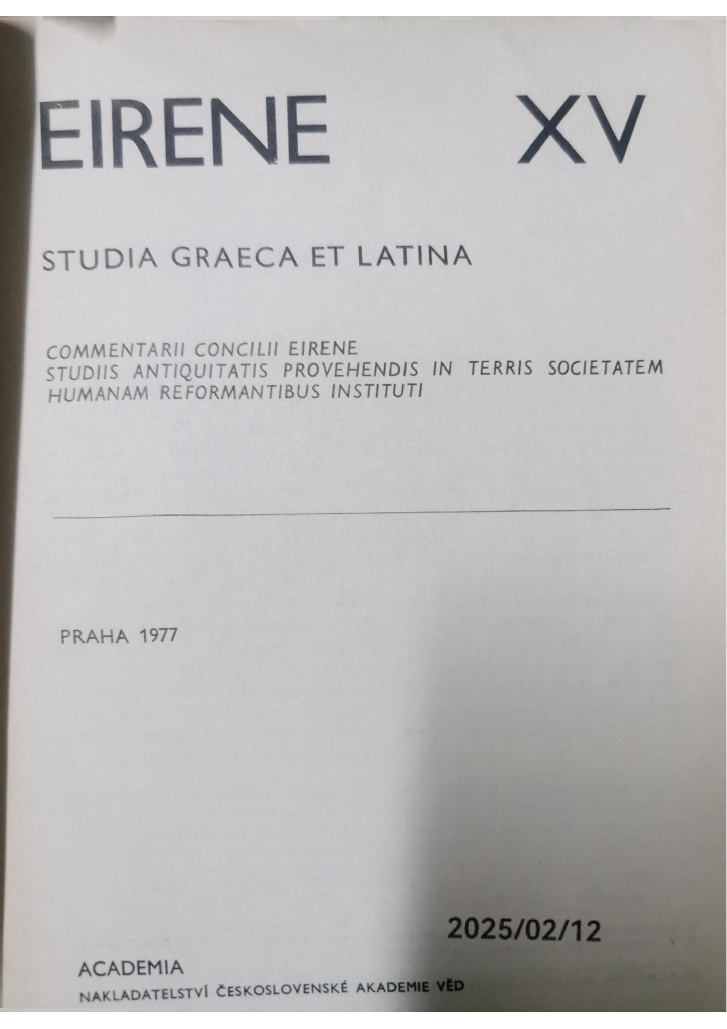 Eirene. Studia Graeca et Latina. Sv. 29, 1993