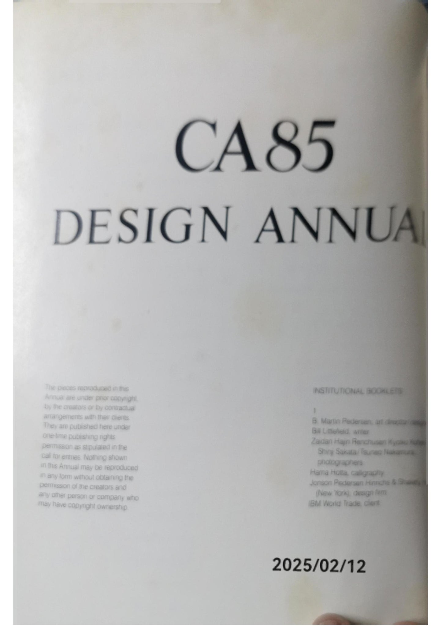 Communication Arts: CA85 Design Annual (Vol. 27; No. 7; November 1985) Single Issue Magazine