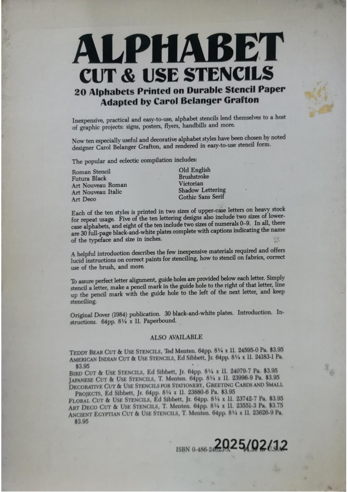 Alphabet Cut & Use Stencils: 20 Alphabets Printed on Durable Stencil Paper Paperback – July 1, 1984 by Carol Belanger Grafton (Author)