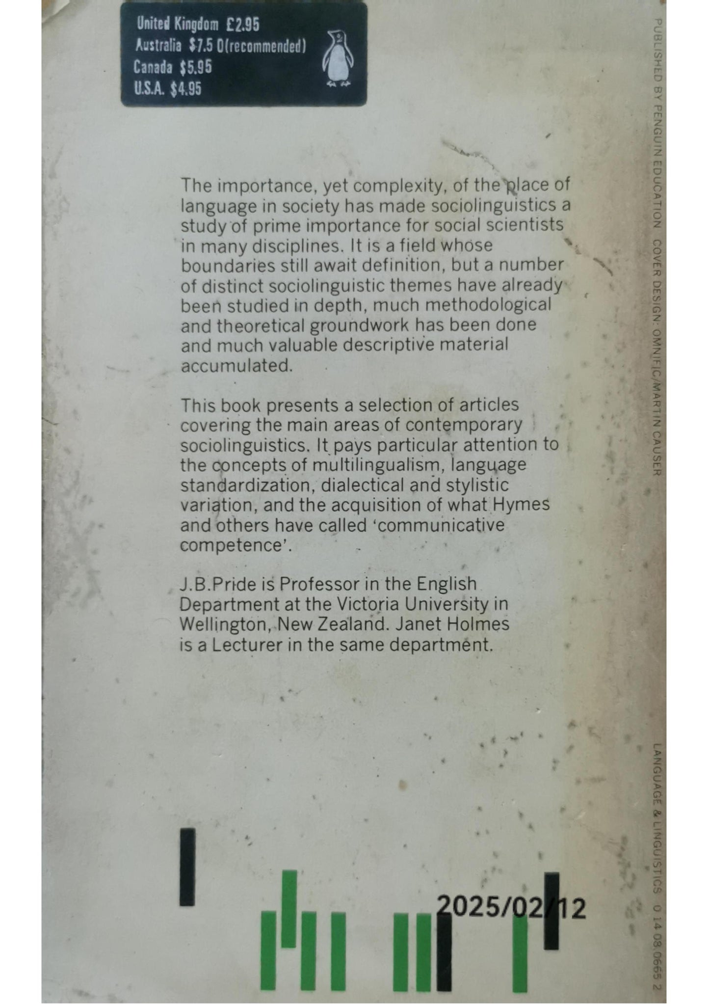 Sociolinguistics Paperback – 1 December 1972 by J.B. Pride (Editor), Janet Holmes (Editor, Author)