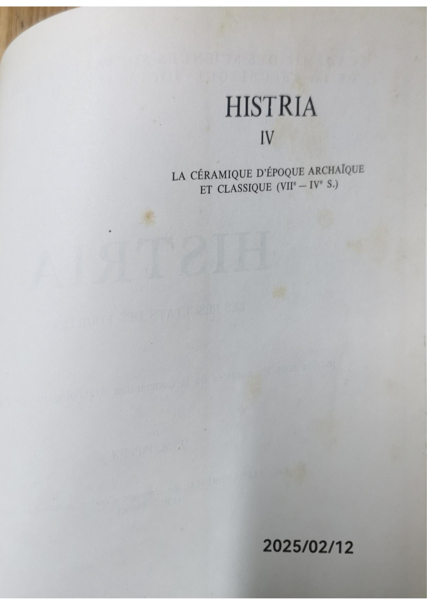 La Céramique d'époque archaique et classique VII-IV s., Histria IV,