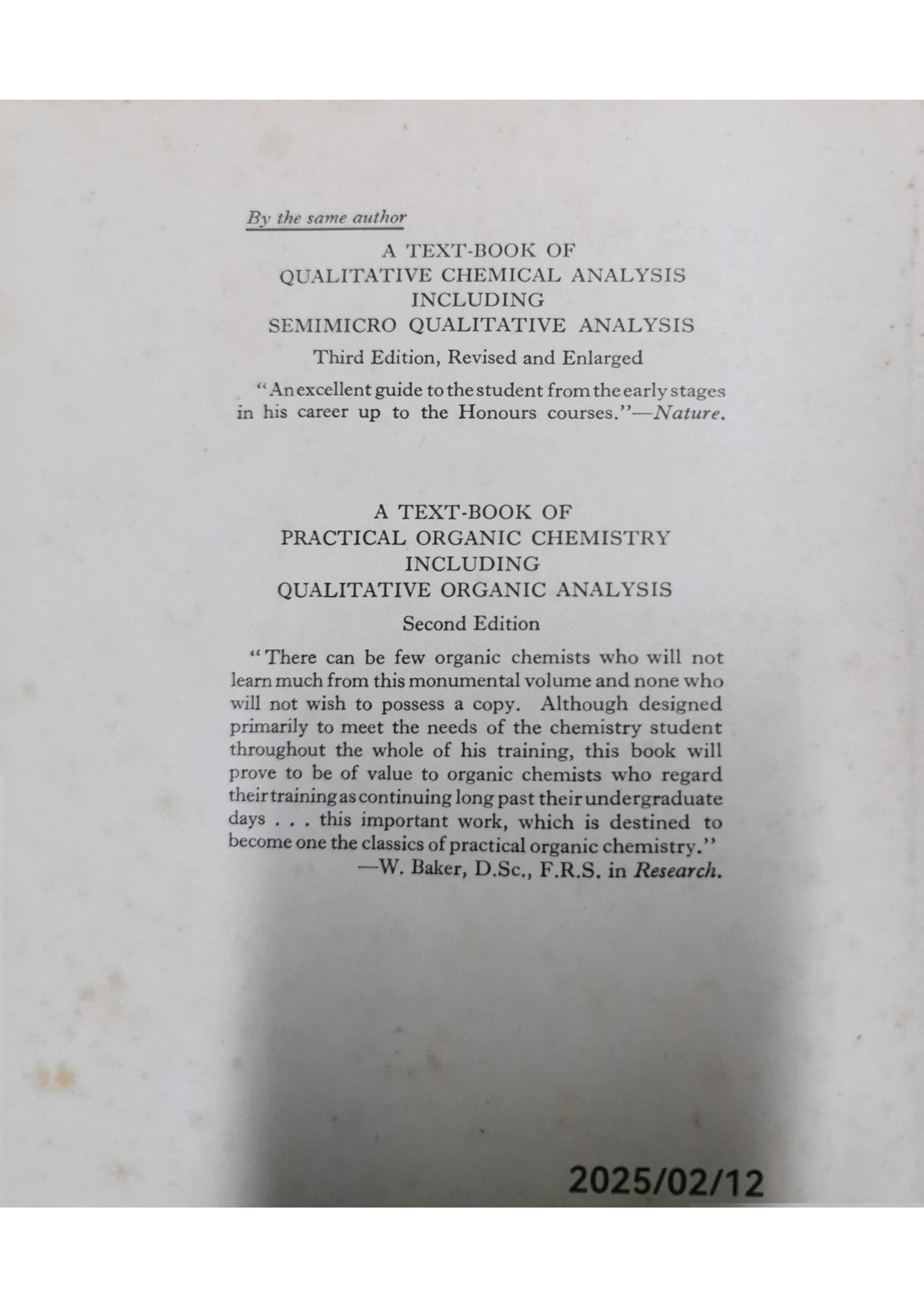 A Text-Book of Quantitative Inorganic Analysis - Theory and Practice Second Edition Hardcover – January 1, 1955 by Arthur I. Vogel (Author)