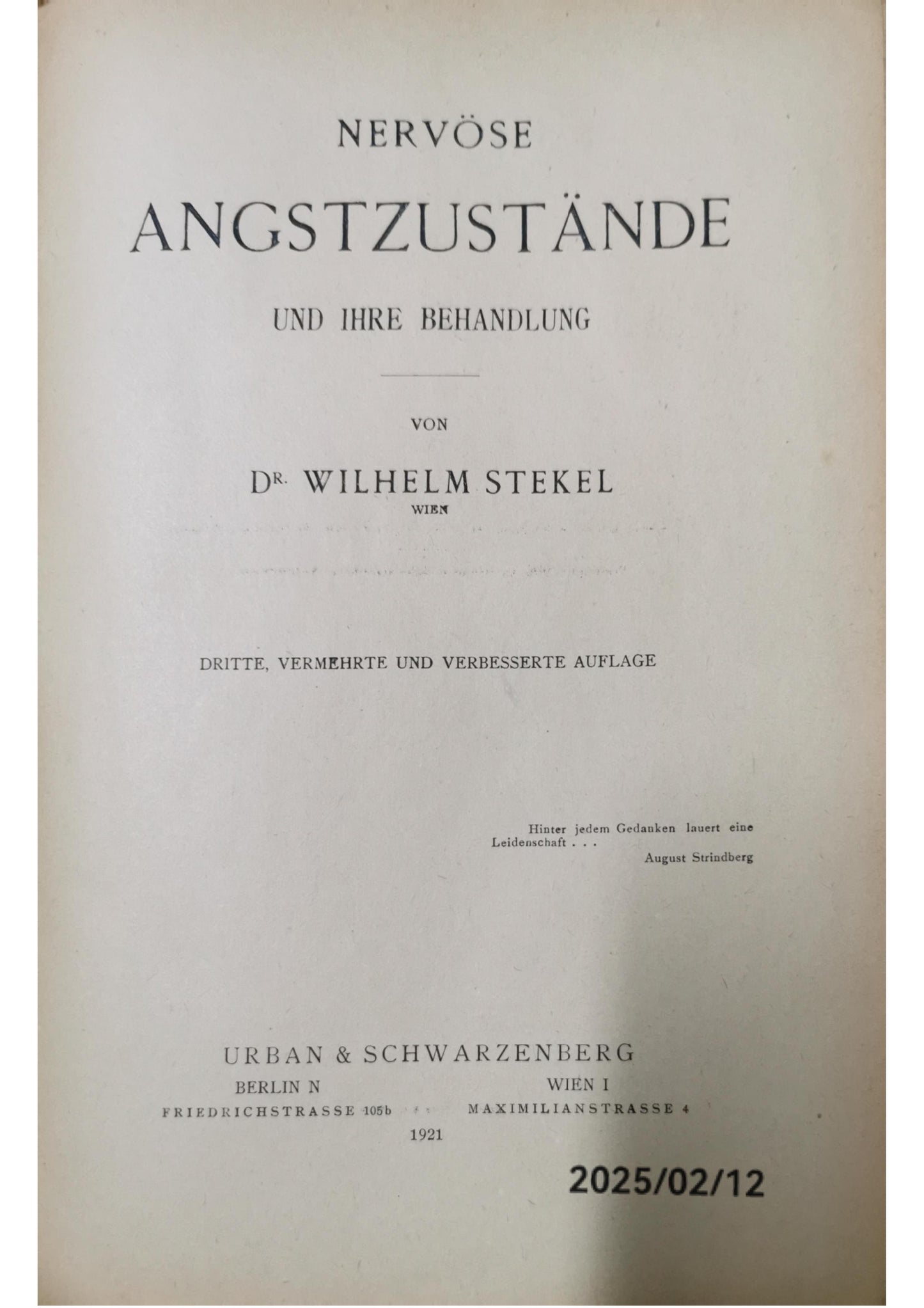 Nervöse Angstzustände Und Ihre Behandlung Hardcover – 27 Oct. 2022 by Wilhelm Stekel (Autor)