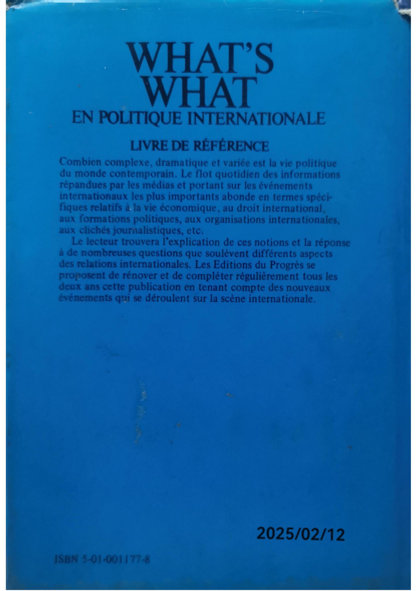 WHAT'S WHAT EN POLITIQUE INTERNATIONALE ++ LIVRE DE RÉFÉRENCE