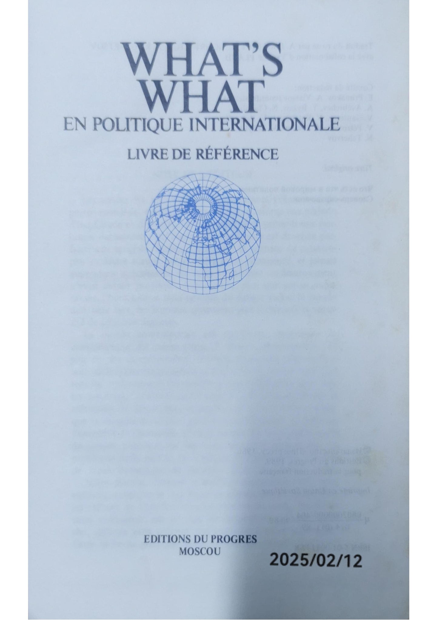 WHAT'S WHAT EN POLITIQUE INTERNATIONALE ++ LIVRE DE RÉFÉRENCE