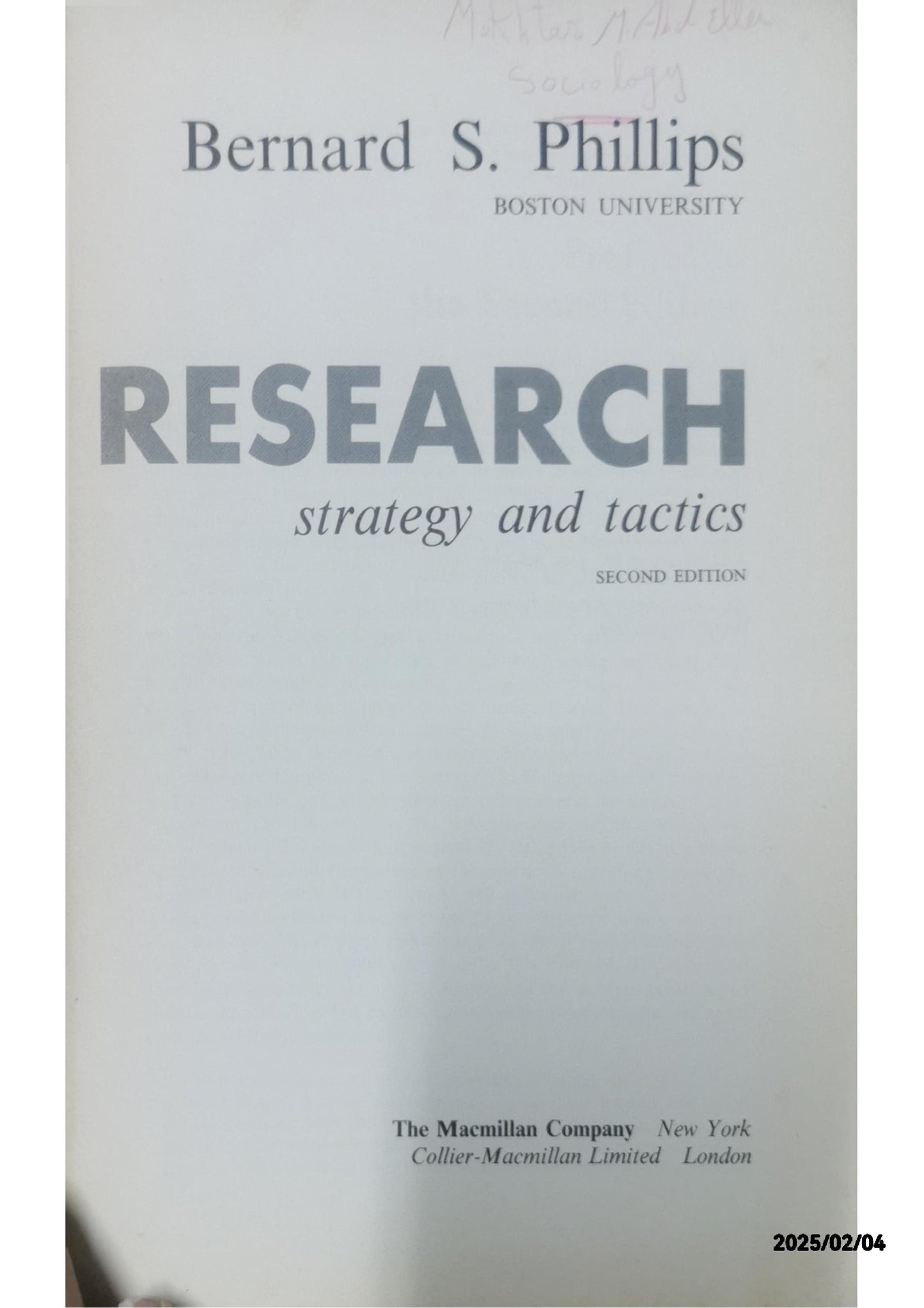 Social Research; Strategy and Tactics Hardcover – January 1, 1967 by Bernard Phillips (Author)