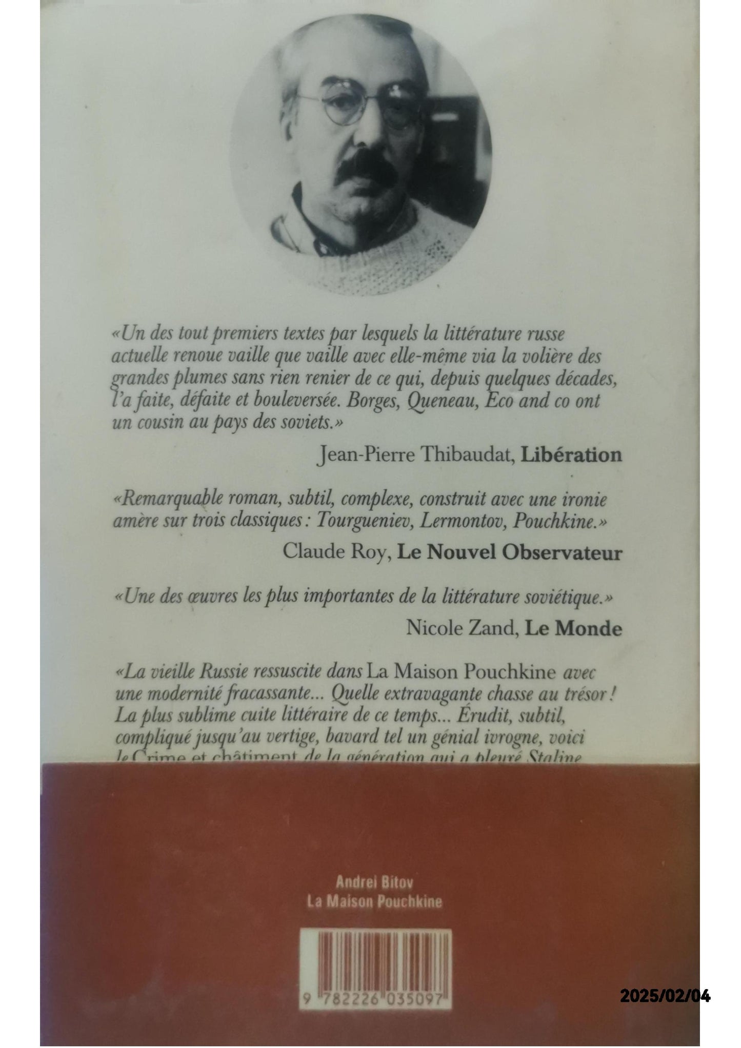 La Maison Pouchkine, roman de l'humiliation infinie Paperback – January 11, 1989 French Edition  by Andreï Bitov (Author), Philippe Mennecier (Translator)