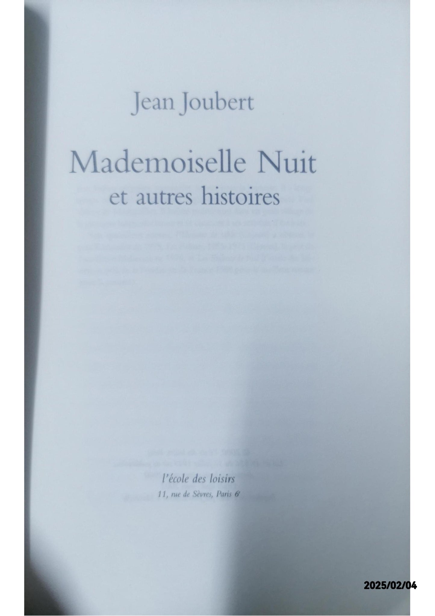 Mademoiselle Nuit Paperback – 1 Jan. 2002 French edition  by Jean Joubert (Autor)