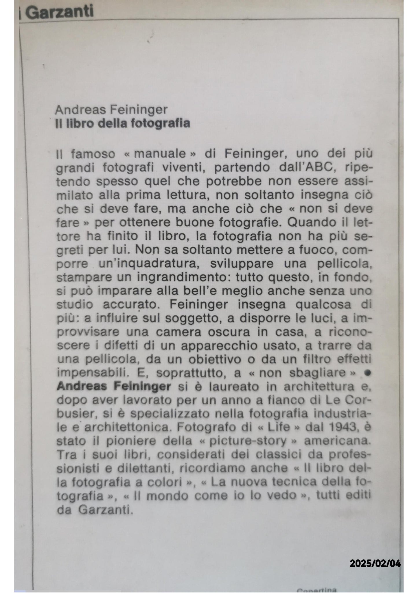 Il libro della fotografia Copertina flessibile – 1 gennaio 1970 di Andreas Feininger (Autore)