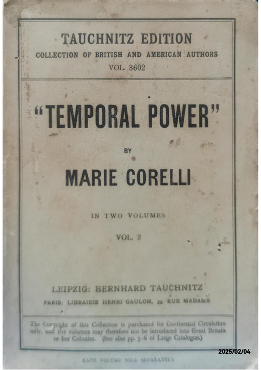 TEMPORAL POWER" VOL. II MARIE CORELLI