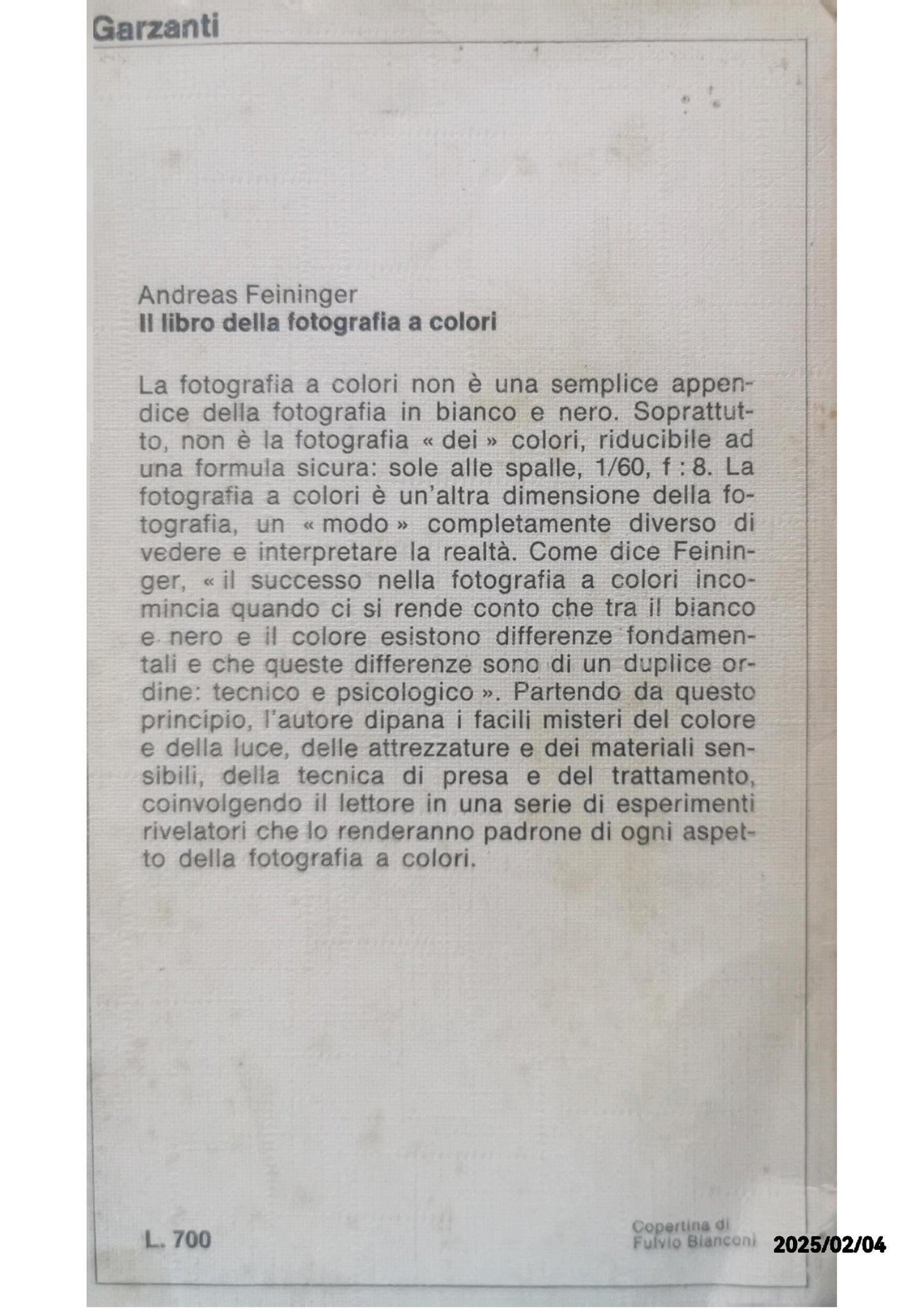 LIBRO DELLA FOTOGRAFIA A COLORI Copertina flessibile – 1 gennaio 1974 di Andreas Feininger (Autore)