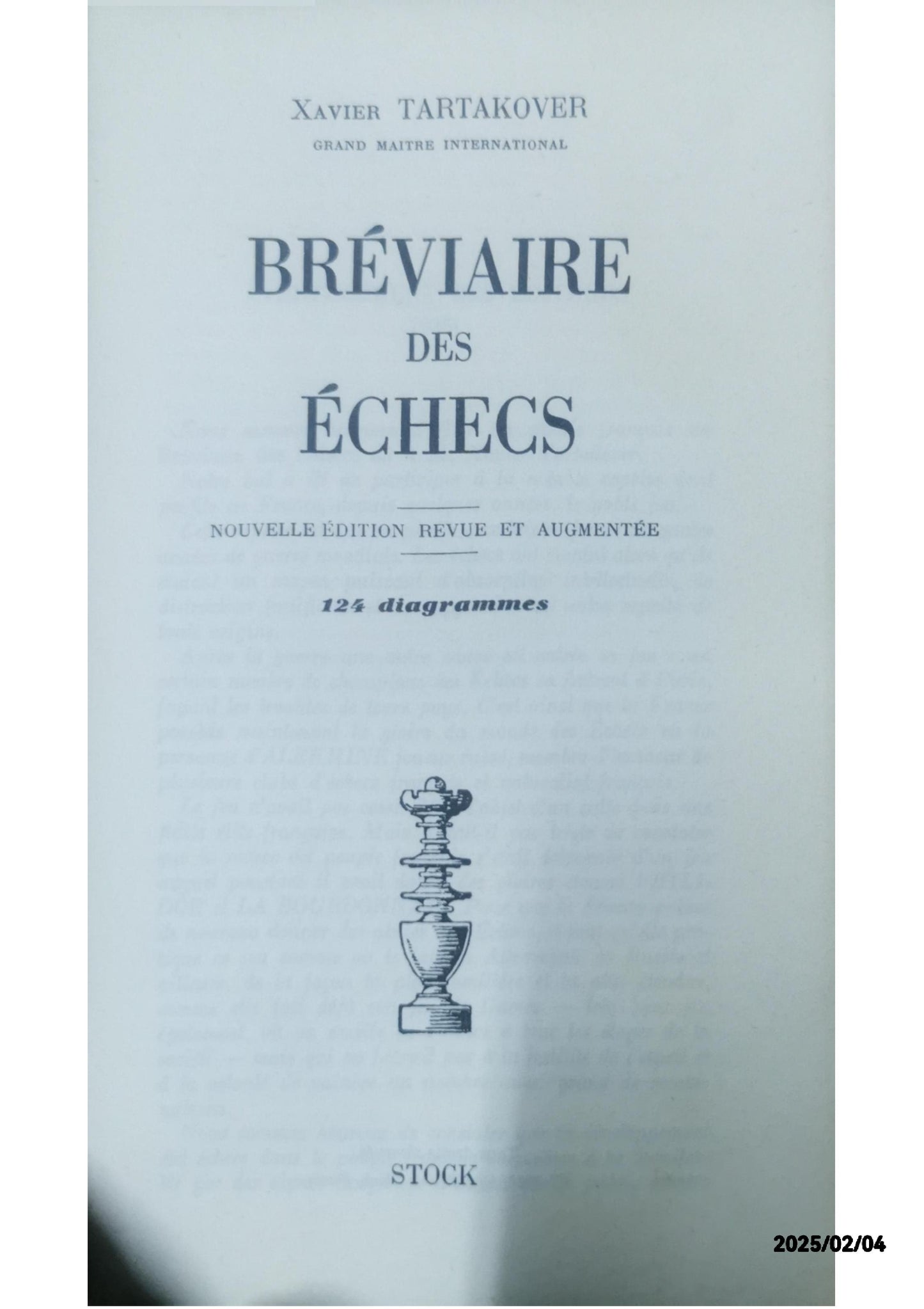 Le Bréviaire des échecs Pocket Book – April 14, 1988 French Edition  by Xavier Tartakover (Author)