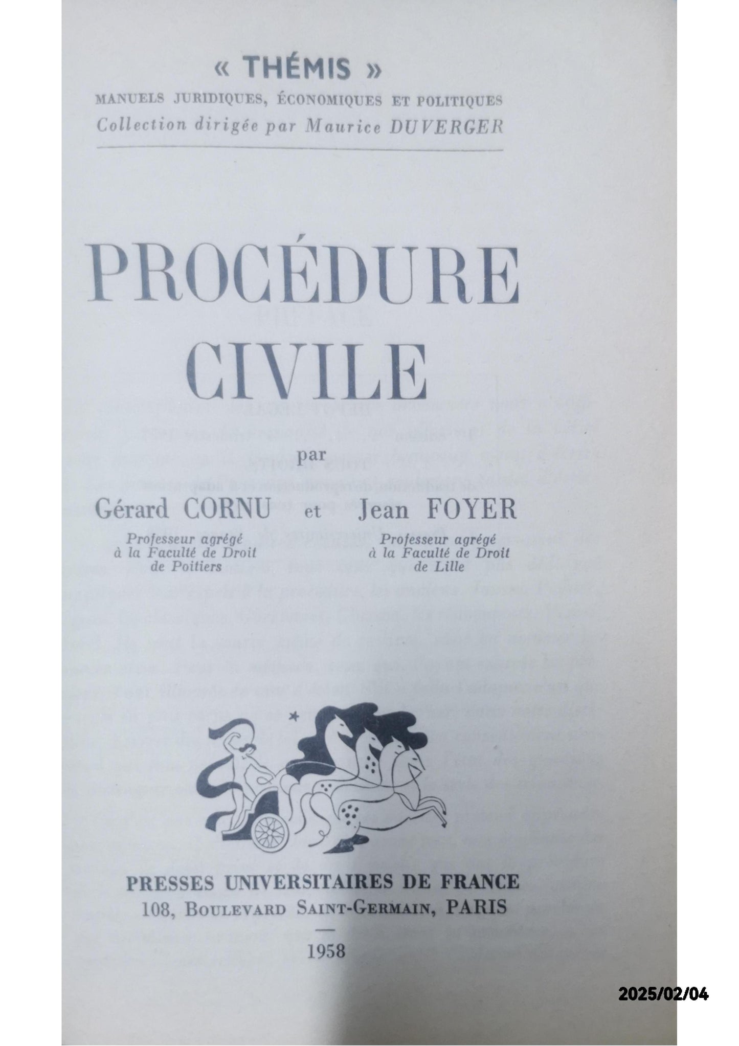 Procédure civile by Gérard Cornu and Jean Foyer, published in 1958