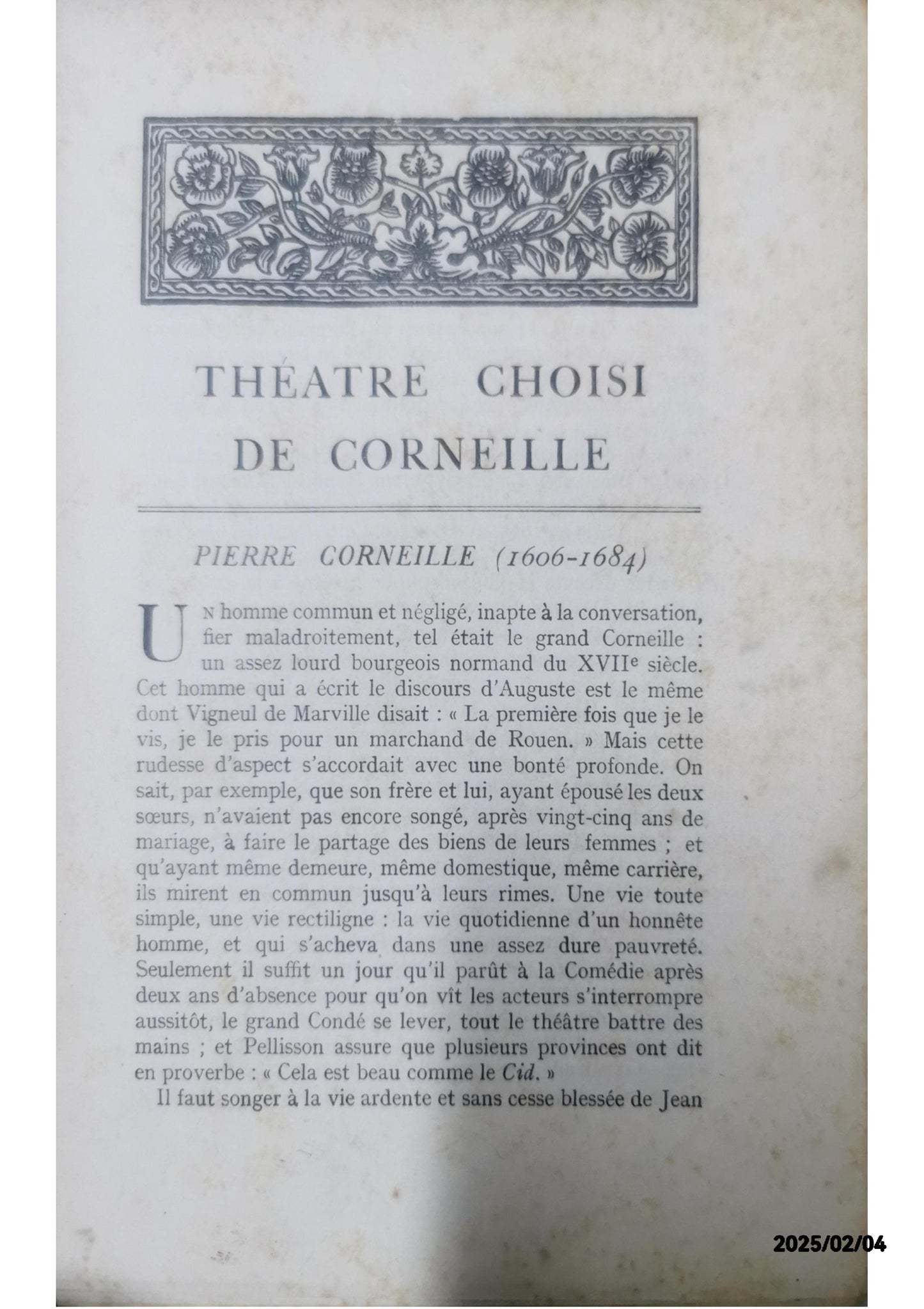 CORNEILLE Théâtre Choisi Illustré Tome 1 Larousse ~1910