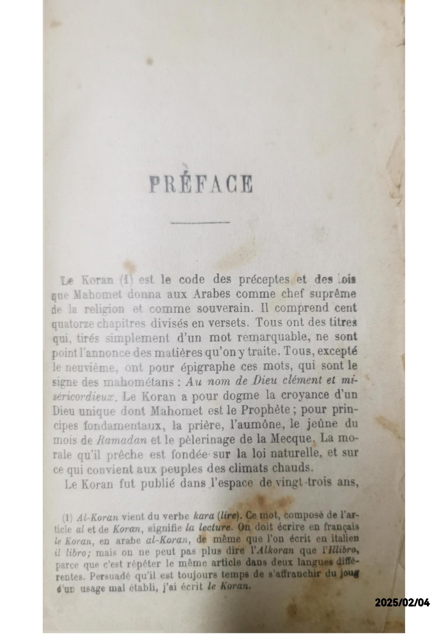 Le koran, traduit de l'arabe, accompagné de notes, précédé d'un abrégé de la vie de mahomet tiré des écrivains orientaux les plus estimés par m. savary