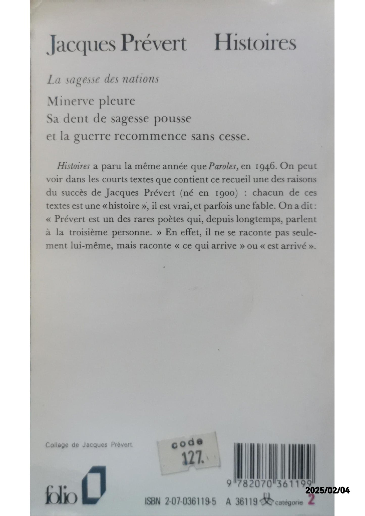 Histoires Paperback – September 1, 1999 French Edition  by Jacques Prevert (Author)