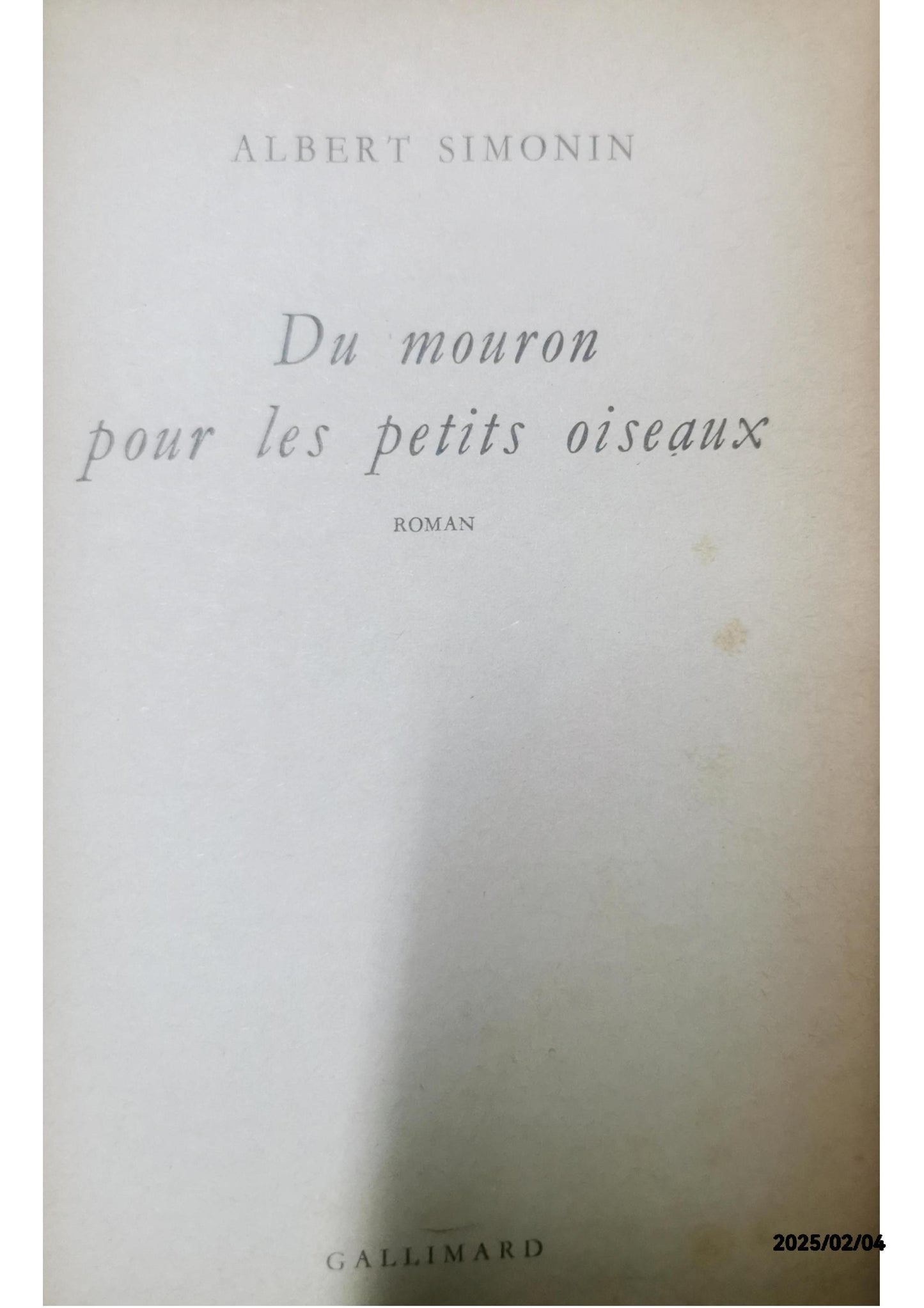 Du mouron pour les petits oiseaux Poche – 1 janvier 1968 de SIMONIN ALBERT (Auteur)