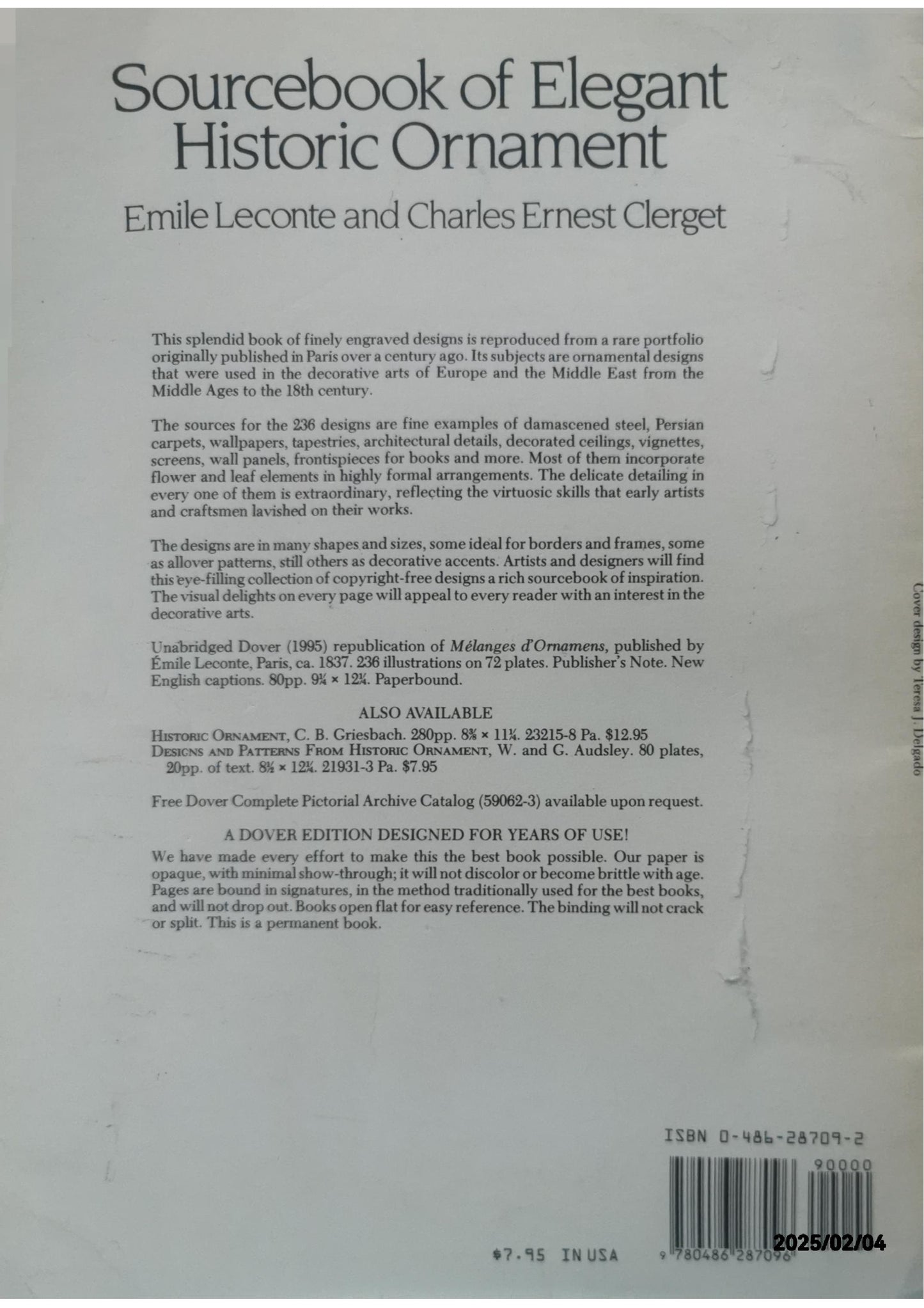 Sourcebook of Elegant Historic Ornament (Dover Pictorial Archive Series) Paperback – August 30, 1995 by Émile Leconte (Author), Charles Ernest Clerget (Author)