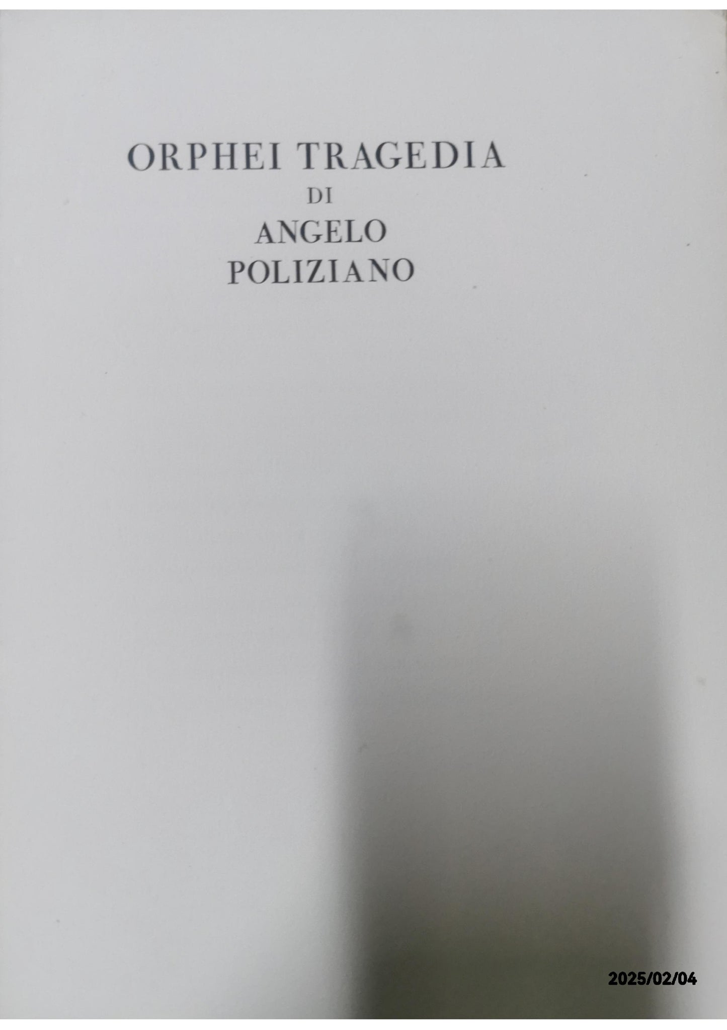 L'Orfeo tragedia di messer Angelo Poliziano