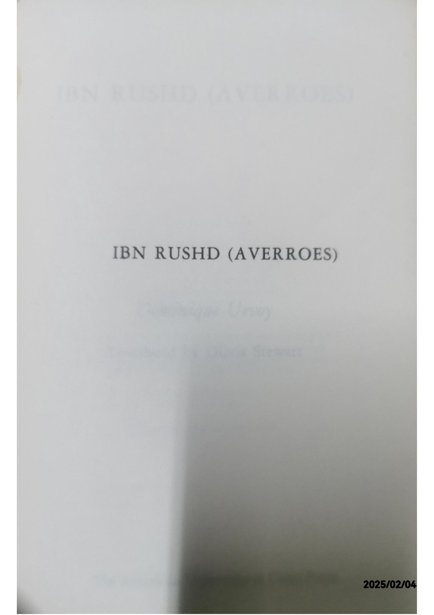 Ibn Rushd (Averroes) 1st Edition by Dominique Urvoy (Author), Olivia Stewart (Translator)