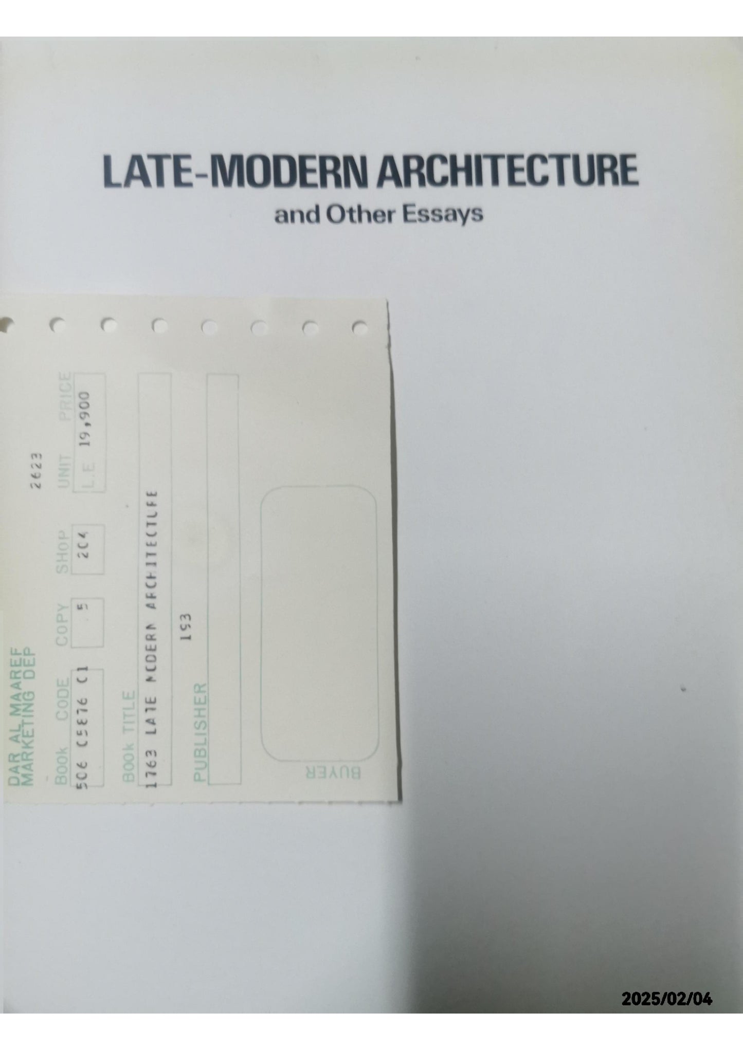 Late-modern Architecture - Softcover Charles Jencks