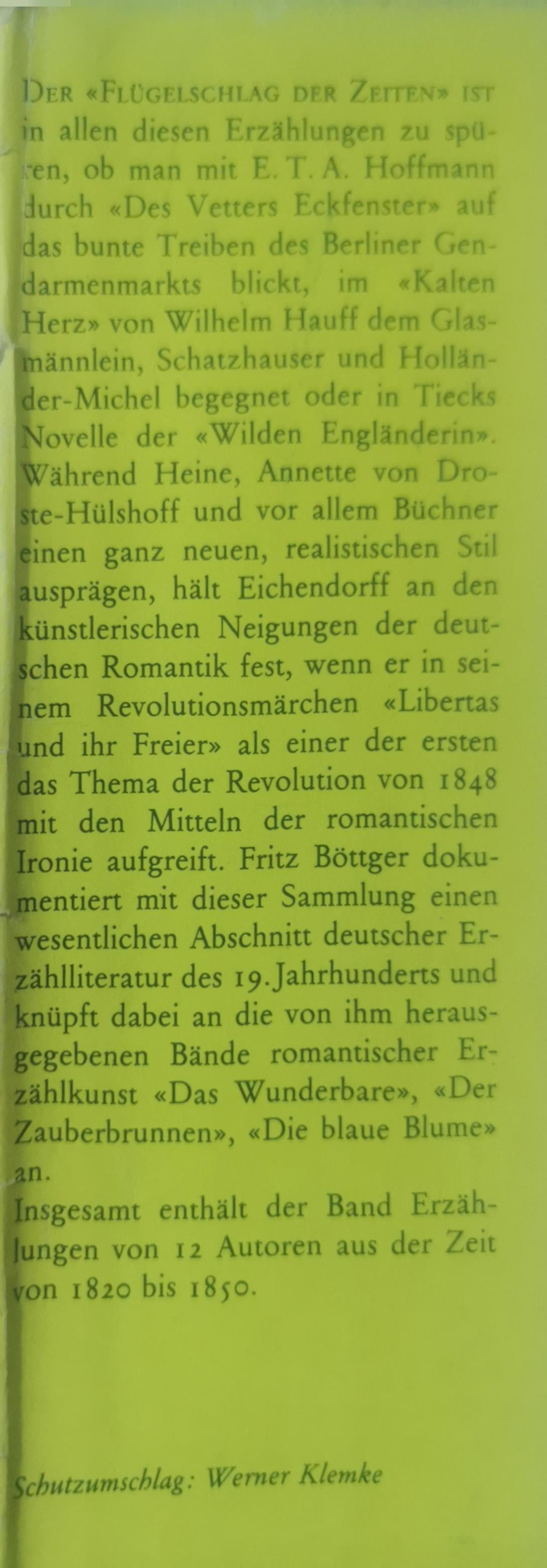 Flügelschlag der Zeiten. Erzählungen zwischen Romantik und Realismus Hardcover – 1 Jan. 1988 by Fritz [Hrsg.] Böttger (Autor)