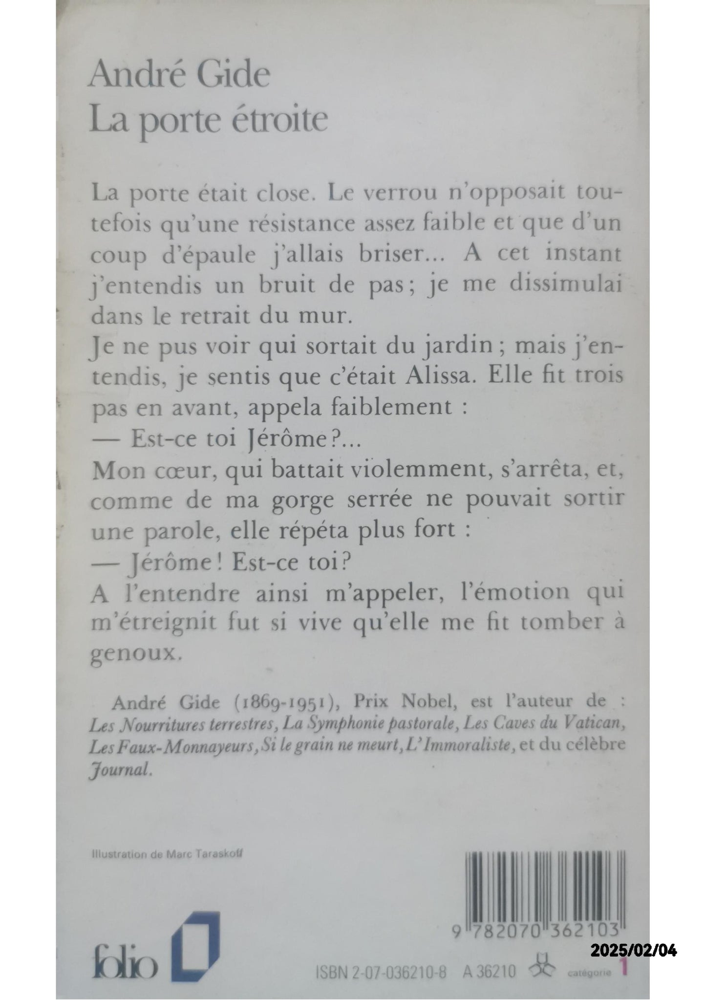 La Porte Étroite [Roman] Paperback – January 1, 1959 French Edition  by André Gide (Author)