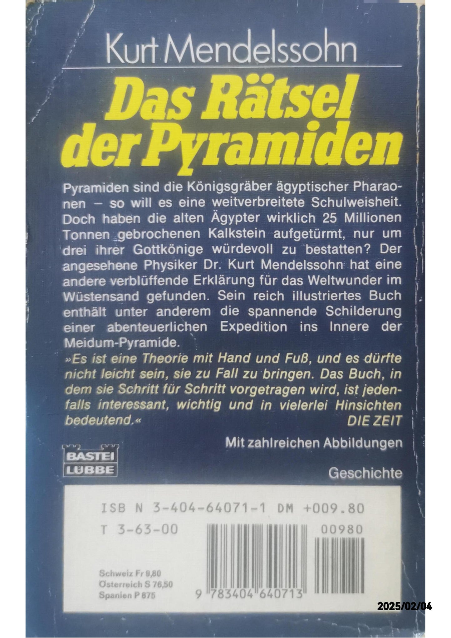 Das Rätsel der Pyramiden Mass Market Paperback German Edition  by Kurt Mendelssohn (Author)