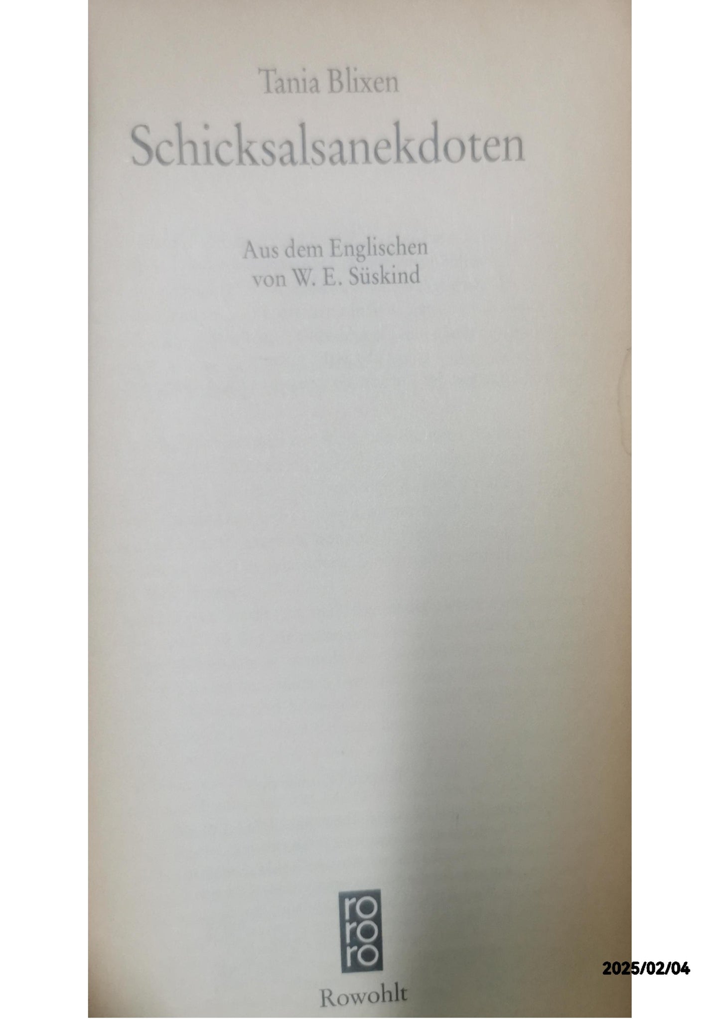 Schicksalsanekdoten Paperback – 4 Oct. 1984 by Tania Blixen (Autor), W. E. Süskind (Übersetzer)