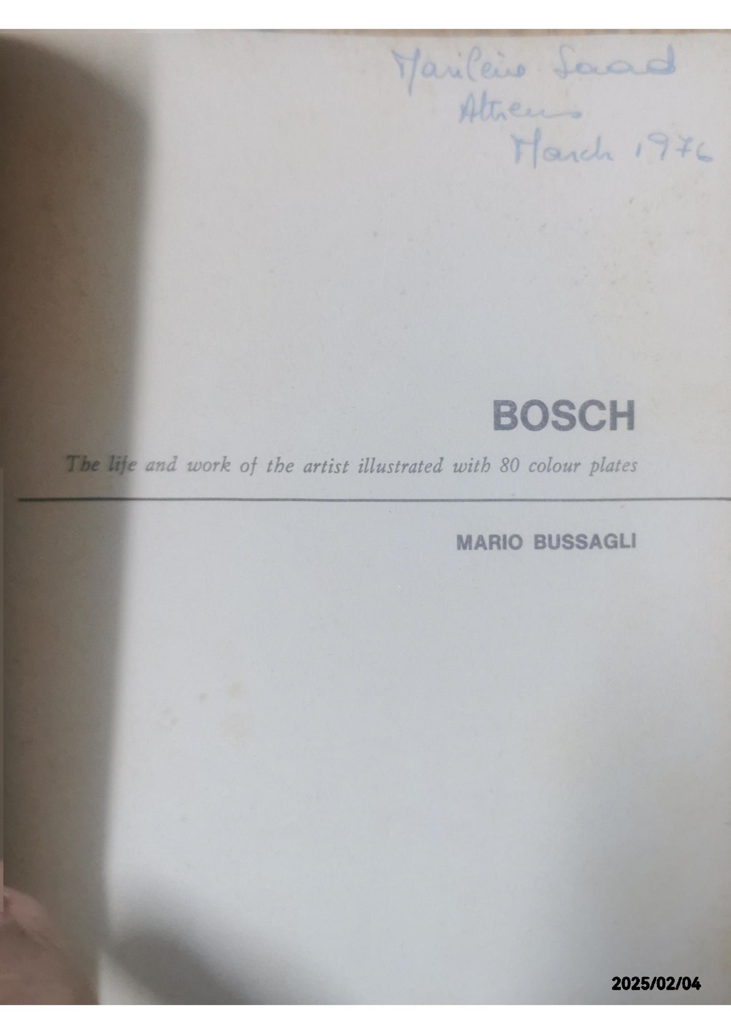 BOSCH - The Life and Work of the Artist, Illustrated with 80 Full Color Plates Paperback – January 1, 1967 Italian Edition  by Mario Bussagli (Author)