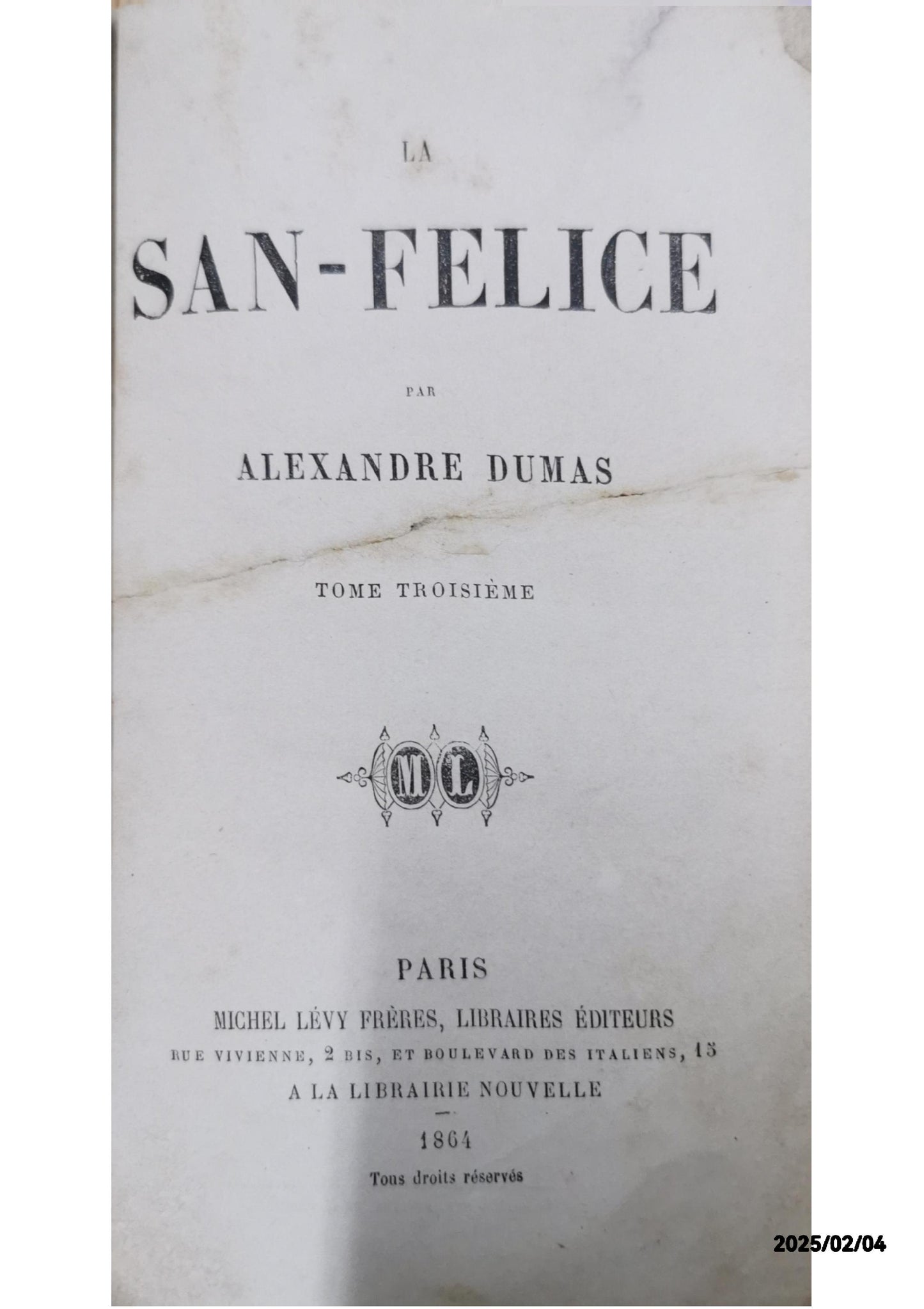 La SanFelice par Alexandre Dumas 1864