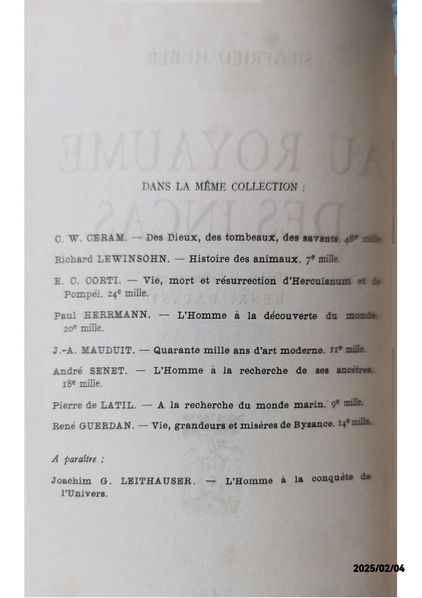 Au royaume des incas Broché – 1 janvier 1955 de Huber Siegfried (Auteur)