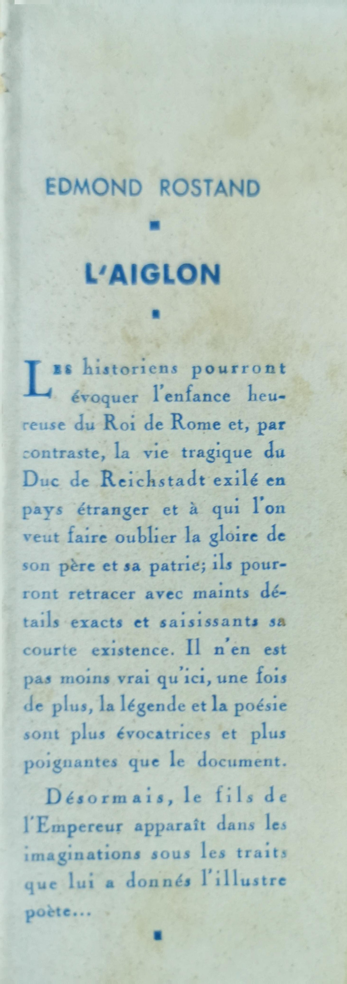 L'Aiglon Hardcover – 1 Jan. 1947 French edition  by Edmond Rostand (Author), Pierre Lissac (Illustrator)