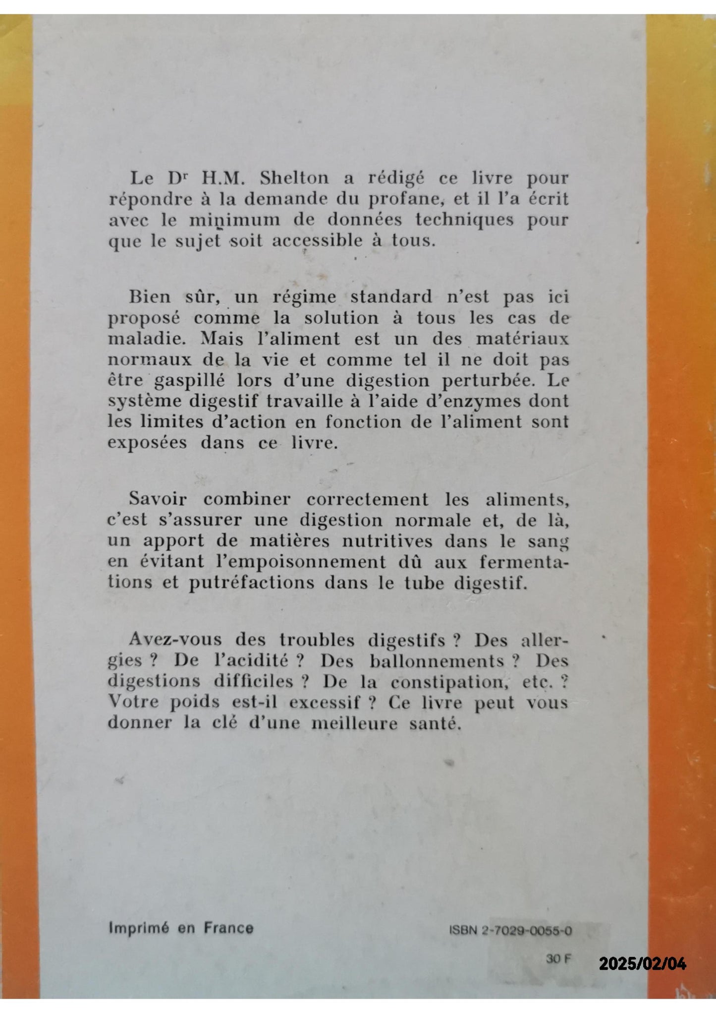 Les combinaisons alimentaires et votre santé Poche – Grand livre, 3 décembre 1994 de Herbert M Shelton (Auteur), René Bertrand (Traduction)