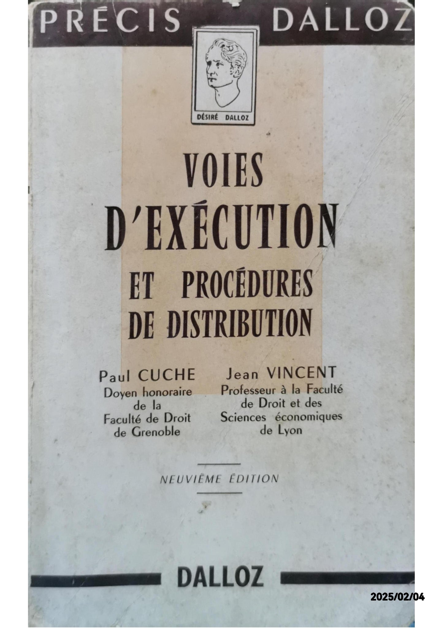 PRECIS DES VOIES D'EXECUTION ET DES PROCEDURES DE DISTRIBUTION Broché – 1 janvier 1938 de CUCHE PAUL (Auteur)