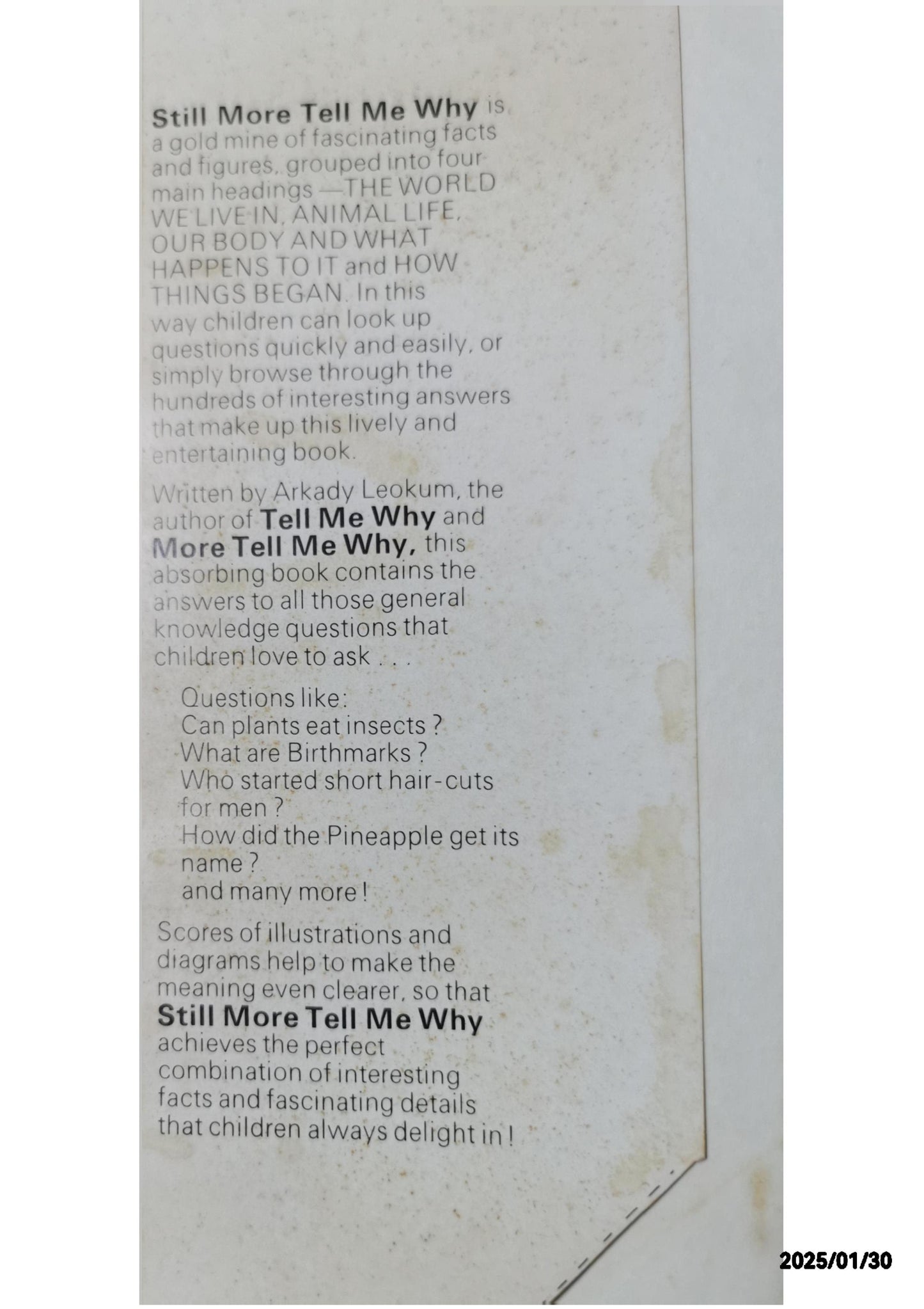 Tell Me Why, More Tell Me Why, Still More Tell Me Why (3 Volume Set Hardcover – January 1, 1974 by Arkady Leokum (Author)