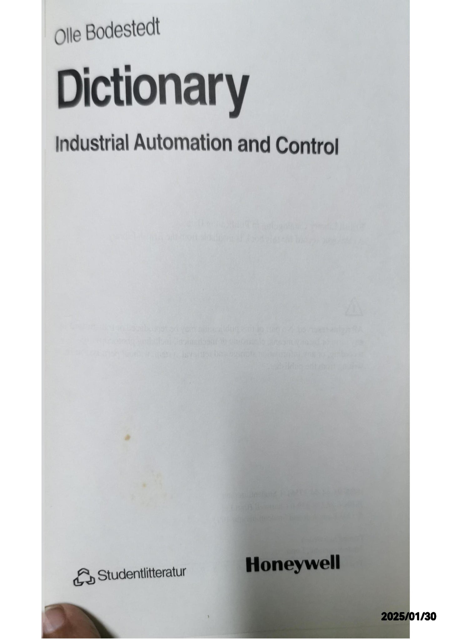 Dictionary, industrial automation and control Bodestedt, Olle