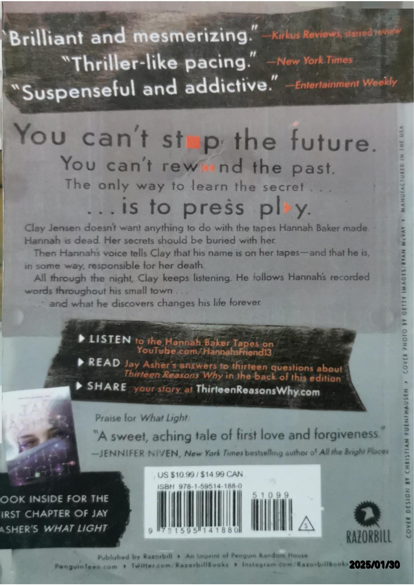 Thirteen Reasons Why Paperback – July 22, 2009 by Asher Jay (Author) 4.4 4.4 out of 5 stars    27,969 ratings 3.8 on Goodreads 1,001,403 ratings