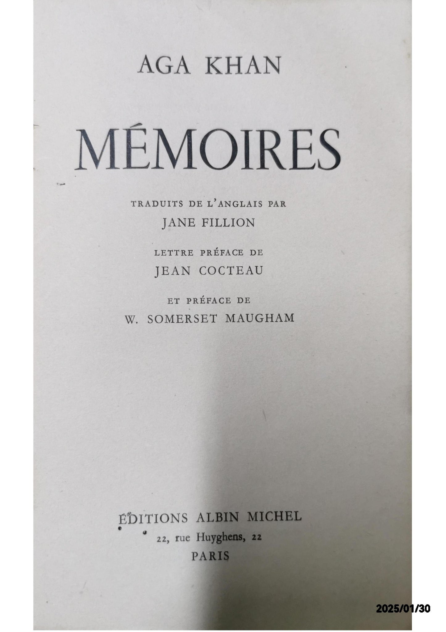 MEMOIRES - KHAN AGA Published by ALBIN MICHEL, 1955 Used Couverture rigide