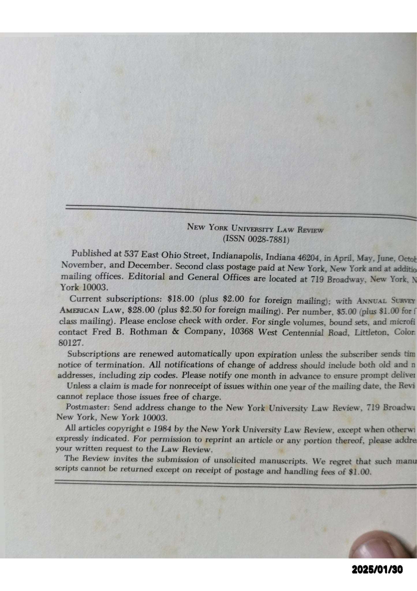 NEW YORK UNIVERSITY LAW REVIEW Volume 59Issue 3June 1984 Publisher: New York University School of Law