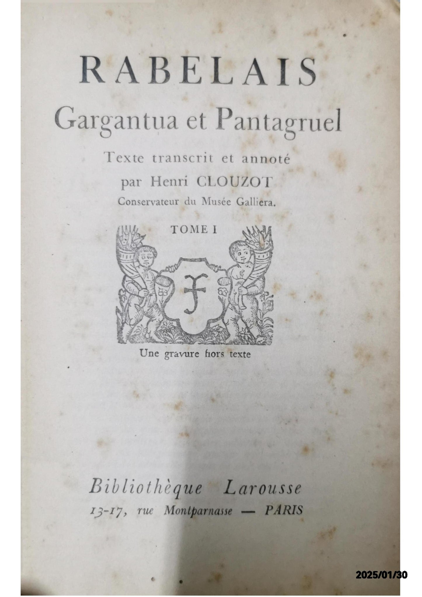 Gargantua et pantagruel tome I Broché – 1 janvier 1921 de Rabelais (Auteur)