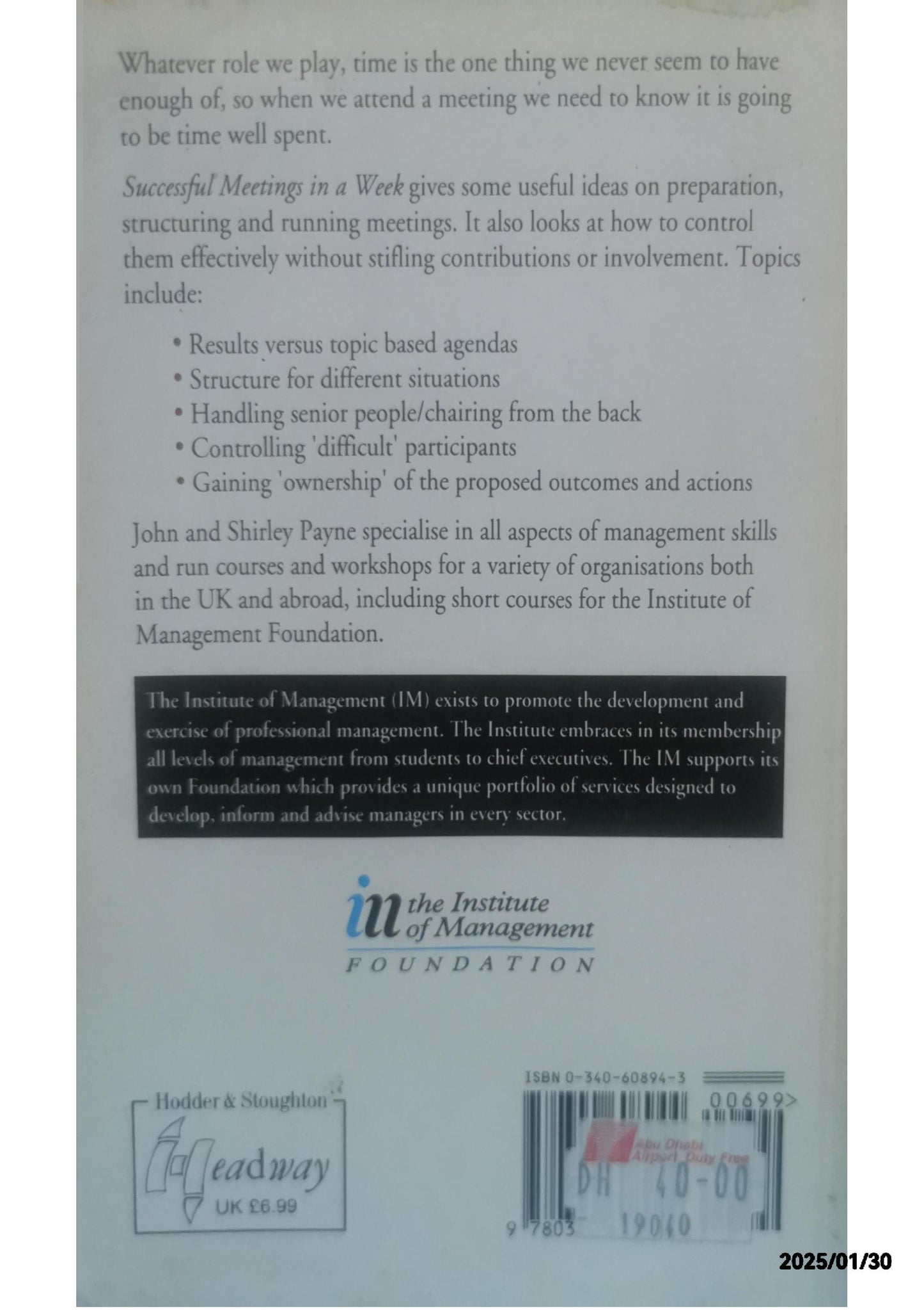 Successful Meetings in a Week (Successful Business in a Week) Paperback by John; Payne Payne (Author)