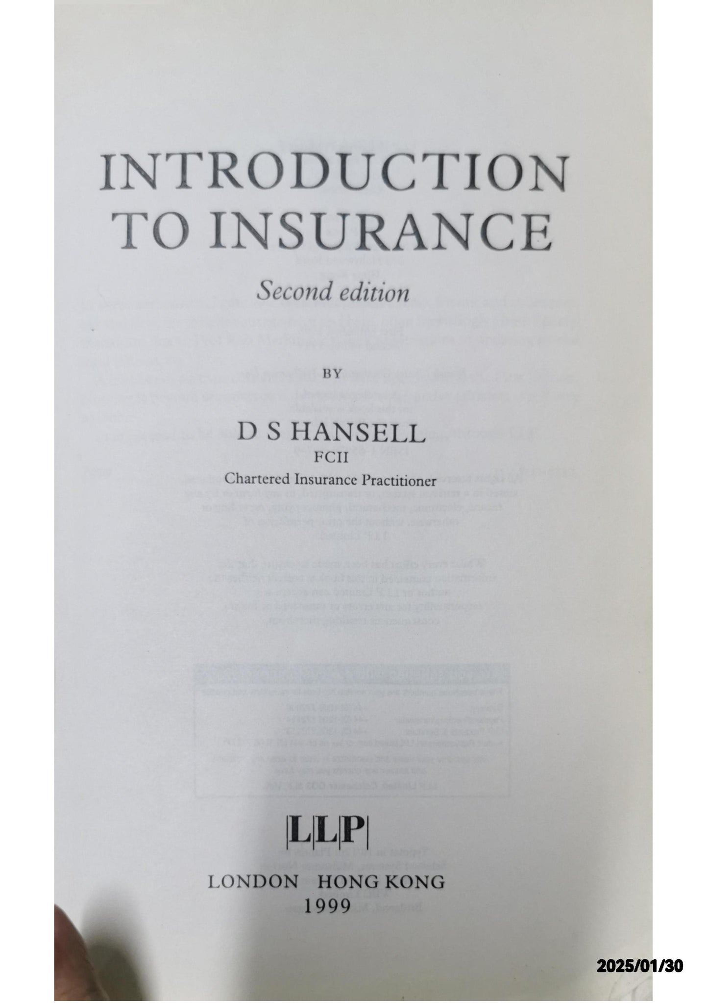 Introduction to Insurance (Practical Insurance Guides) Paperback – May 1, 1999 by D.S. Hansell (Author)