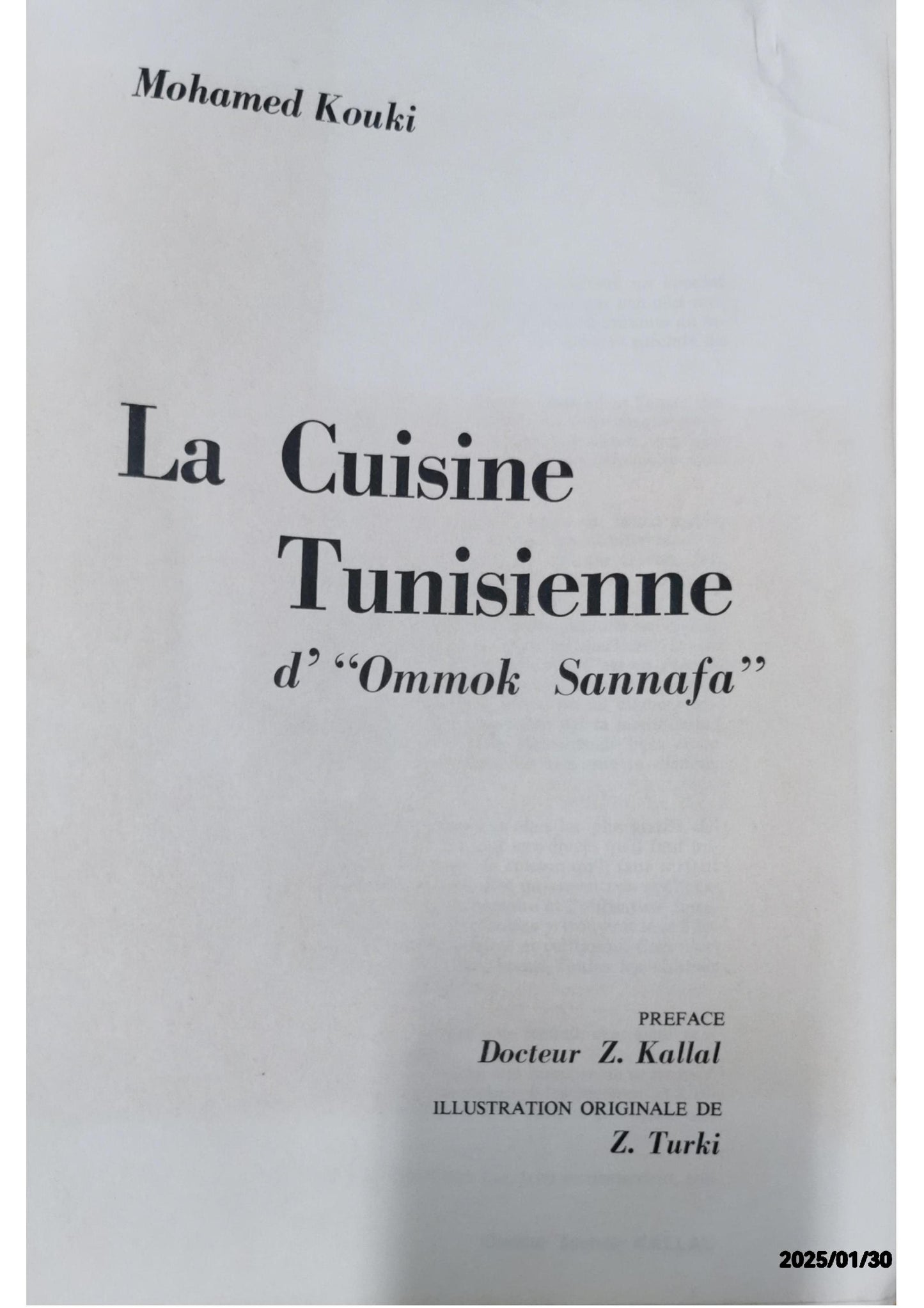 La cuisine tunisienne d'Ommok Sannafa Illusstrations de Z Turki Imprimerie Al Asria Tunis 1985 Fournitures diverses – 1 janvier 1970 de Kouki Mohamed (Auteur)