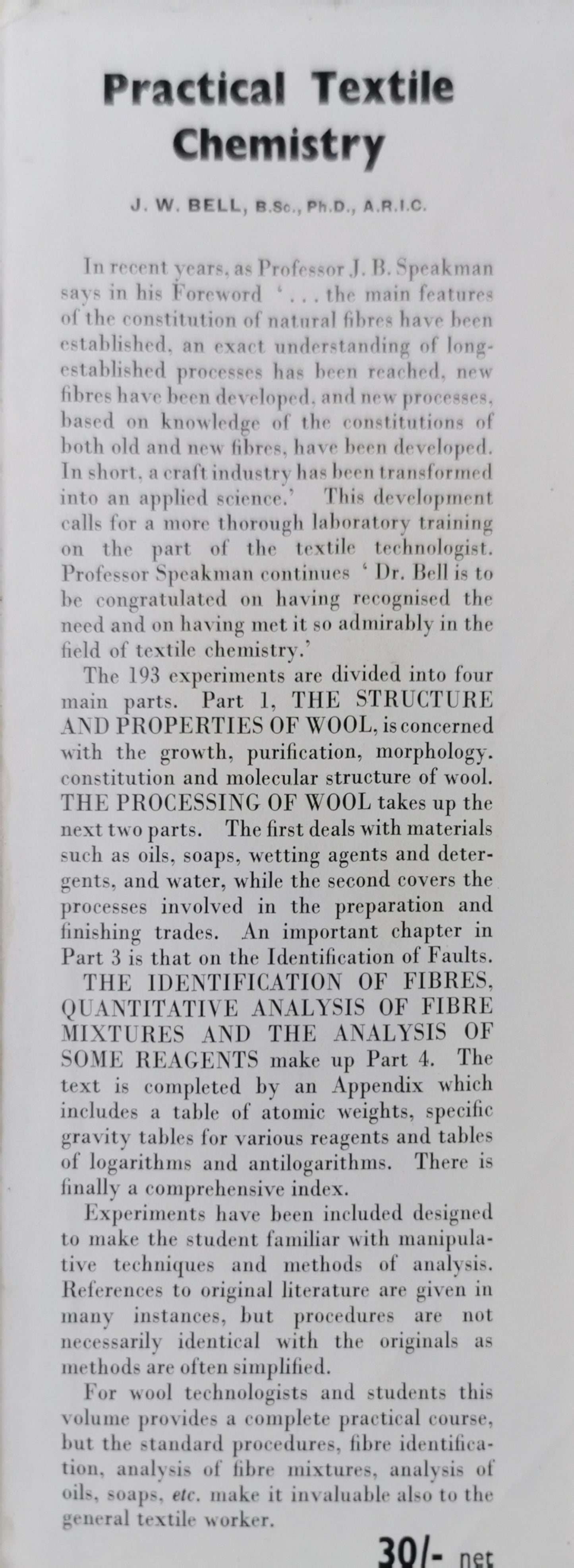 Practical textile chemistry Unknown Binding – January 1, 1956 by James William Bell (Author)