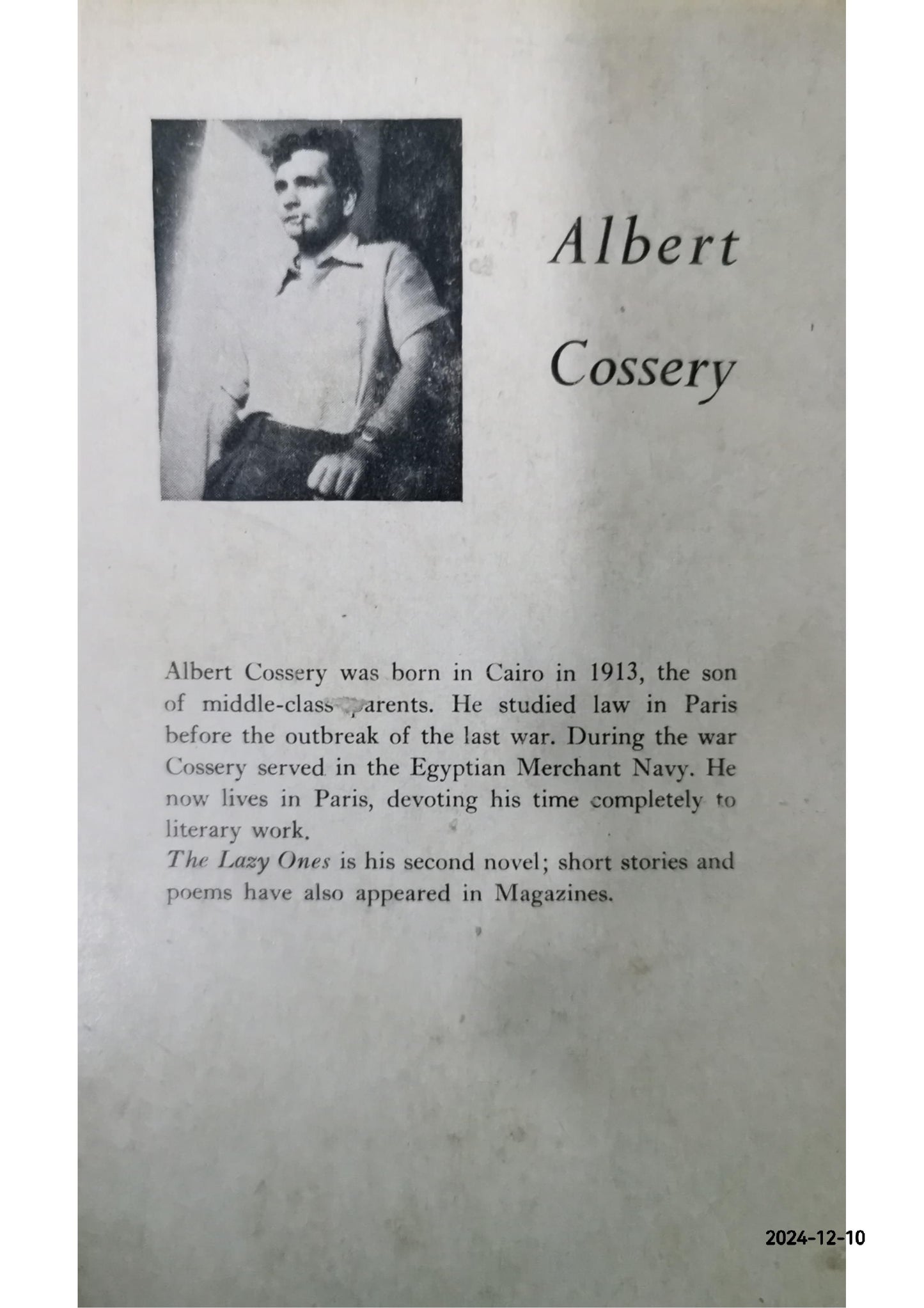 The Lazy Ones COSSERY, Albert Published by New Directions, (Norfolk, Connecticut), 1952 Condition: Very Good Hardcover