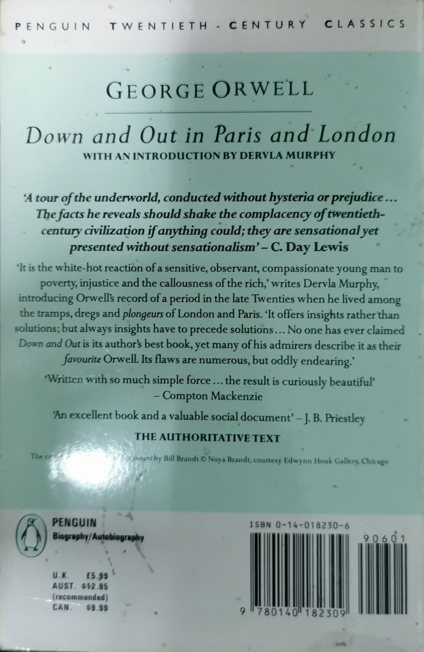 Down and Out in Paris and London Book by George Orwell