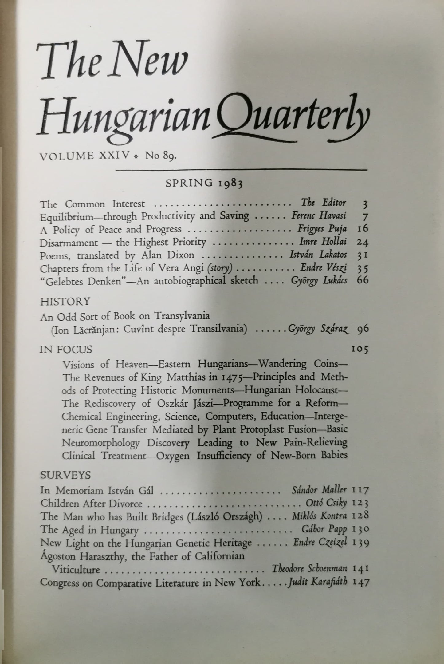 The New Hungarian Quarterly