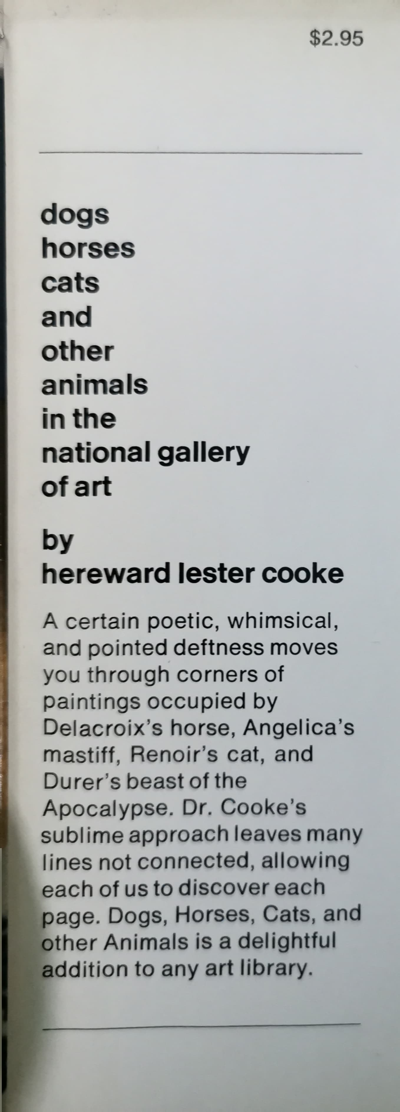 Dogs Horses Cats and Other Animals in the National Gallery of Art by H L Cooke