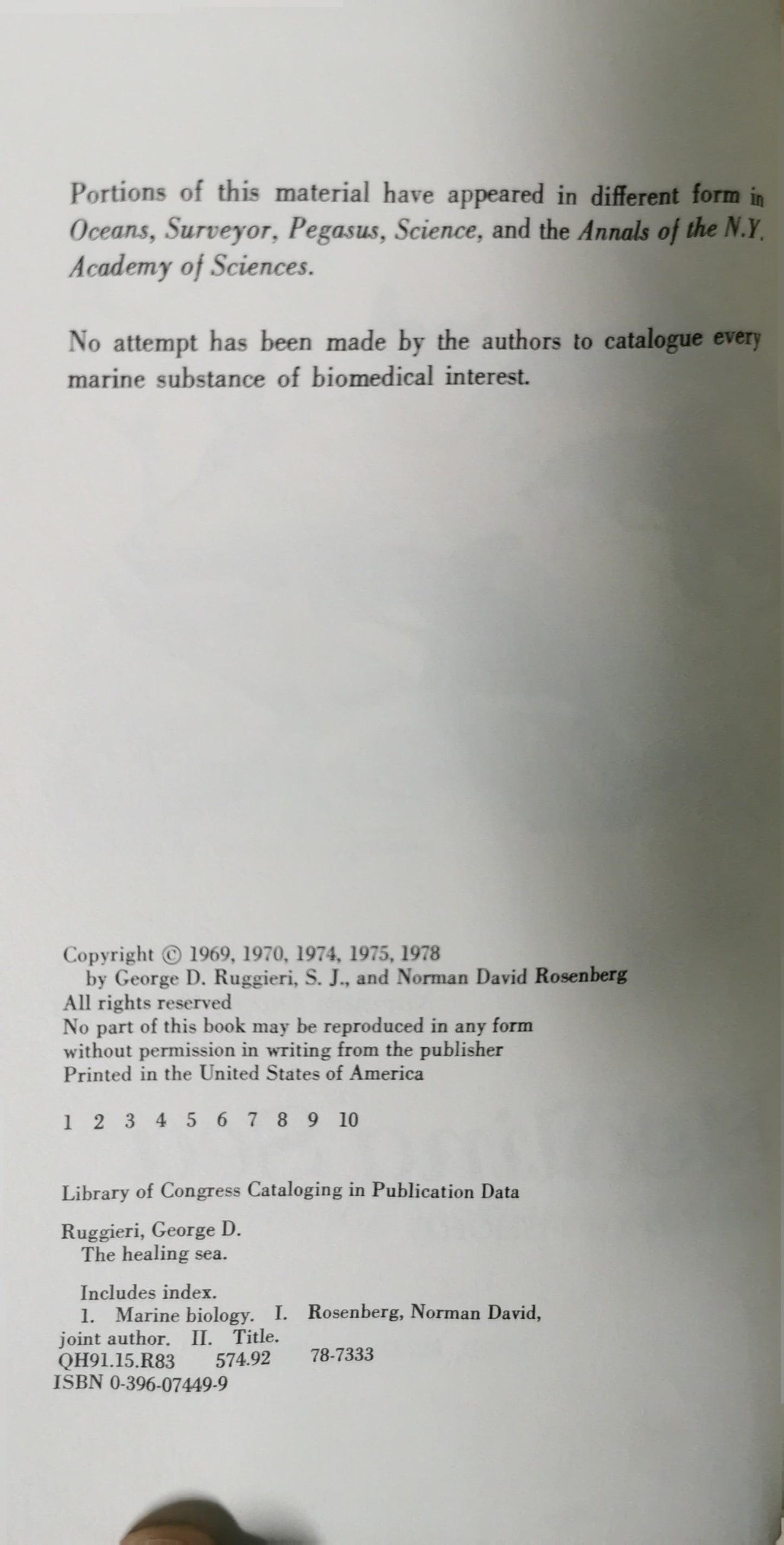 The healing sea: A voyage into the alien world offshore Hardcover – January 1, 1978 by Norman David Ruggieri, Dr. George D. And Rosenberg (Author)